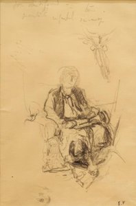 Madame Bénard sitzend mit gezeichnetem Schal von Edouard Vuillard