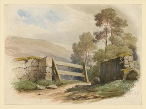 Landschaft mit Steinmauer und Tor von Eduard Gaertner