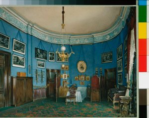 Interieurs des Winterpalastes - Das Schlafzimmer des Kronprinzen Nikolaj Alexandrowitsch von Eduard Hau