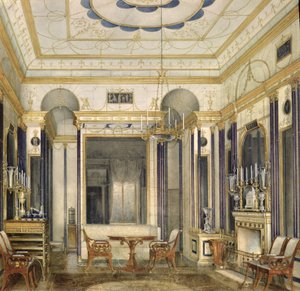 Der Salon der Kaiserin Maria Alexandrowna im Großen Palais in Zarskoje Selo von Eduard Hau