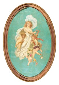 Mittelteil eines gemalten Plafonds (Allegorie des Gesangs)