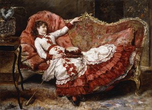 Eine elegante Dame im roten Kleid