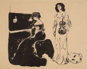 Geigenkonzert. Eva Mudocci (Geige) und Bella Edvards von Edvard Munch