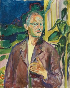 Selbstporträt vor der Hauswand von Edvard Munch