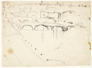 Aussicht von einem Fenster bei Lungarno über den Fluss in Richtung Santo Spirito und San Miniato-Höhen, Florenz