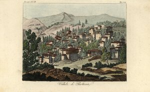 Ansicht des Dorfes Portaria, Thessalien, Griechenland