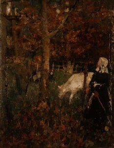 Pastorale Landschaft mit einem Mädchen