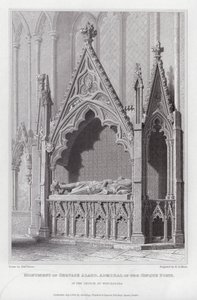 Denkmal von Gervase Alard, Admiral der Cinque Ports, in der Kirche von Winchelsea (Gravur) von Edward Blore
