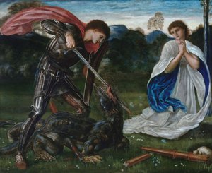 Der Kampf: St. Georg tötet den Drachen VI von Edward Burne-Jones