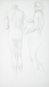 Zwei Akte von hinten gesehen von Edward Burne-Jones