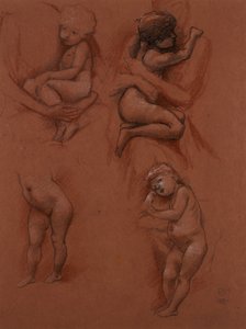 Studien von Kindern in den Armen ihrer Mütter, 1887 von Edward Burne Jones
