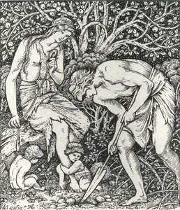 Adam und Eva (Arbeit: Als Adam grub und Eva spann, wer war dann der Herr?) von Edward Coley (after) Burne Jones