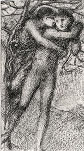 Phyllis und Demophoon, ca. 1868 (rosa Kreide) (s/w Foto)