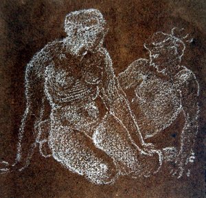 Studie von zwei sitzenden weiblichen Akten von Edward Coley Burne Jones