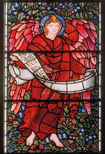 Engel mit einer Schriftrolle, Ostfenster, 1880 von Edward Burne Jones