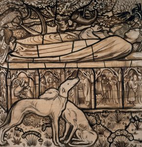 Das Grab von Tristram und Iseult (Entwurf für Glasmalerei)