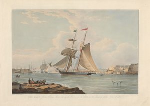 Die Mary, Joshua Collings, Kapitän, Einfahrt in den Hafen von La Valletta, auf der Insel Malta, 5. Dez. 1835 von Edward Duncan
