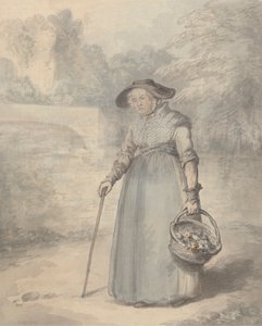 Alte Dame mit Blumenkorb von Edward Edwards