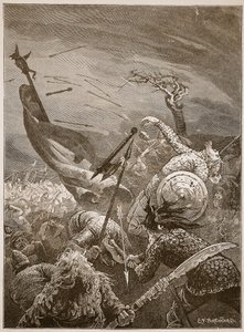 Tod von Harold in der Schlacht von Hastings, Illustration aus 