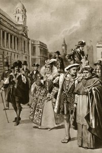 Straßen von London: König Karl I., Königin Elisabeth I., König Heinrich VIII., Kardinal Wolsey von Edward Frederick Skinner