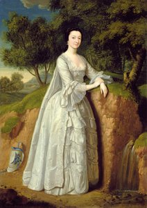 Elizabeth Montague in einer bewaldeten Landschaft, ca. 1750