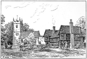 Clifford Kirche und altes Haus, Stratford-upon-Avon, Warwickshire, 1885 von Edward Hull