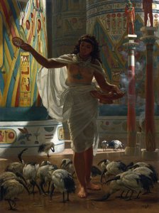 Fütterung des heiligen Ibis in den Hallen von Karnak