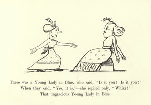 Es war eine junge Dame in Blau, die sagte, Bist du es? Bist du es?