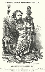 Punch-Karikatur: Christopher Sykes, englischer konservativer Politiker (Gravur) von Edward Linley (after) Sambourne