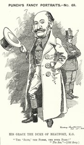 Henry Charles Fitzroy Somerset, 8. Herzog von Beaufort, englischer Soldat und konservativer Politiker (Karikatur) von Edward Linley (after) Sambourne