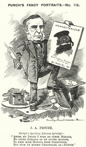 Punch-Karikatur: James Anthony Froude, englischer Historiker, Romanautor und Biograf (Stich) von Edward Linley (after) Sambourne