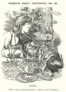 Karikatur: Ouida (Maria Louise Rame), englische Schriftstellerin (Gravur) von Edward Linley (after) Sambourne