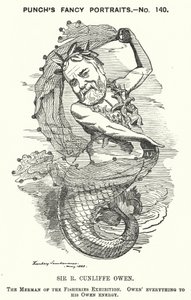 Philip Cunliffe-Owen, britischer Ausstellungsmacher und Direktor des South Kensington Museums, London (Karikatur) von Edward Linley (after) Sambourne