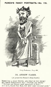 Karikatur: Sir Andrew Clarke, britischer Arzt, Leibarzt von William Ewart Gladstone (Gravur) von Edward Linley (after) Sambourne