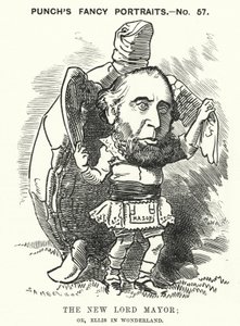 Karikatur: Sir John Ellis, Lord Mayor von London im Jahr 1881 (Gravur) von Edward Linley (after) Sambourne