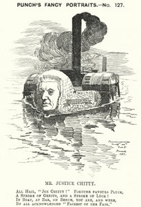 Punch-Karikatur: Sir Joseph William Chitty, englischer Richter, liberaler Politiker und Sportler (Stich) von Edward Linley (after) Sambourne