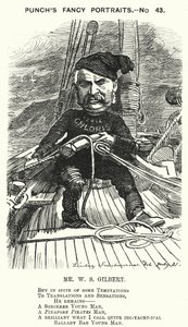 Punch-Karikatur: W. S. Gilbert, englischer Dramatiker und Librettist (Gravur) von Edward Linley (after) Sambourne