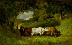 Die Kühe nach Hause treiben von Edward Mitchell Bannister