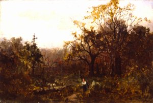 Unbetitelt (Landschaft--Frau trägt Holz) von Edward Mitchell Bannister