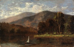 Ohne Titel (Segelboot im Fluss) von Edward Mitchell Bannister