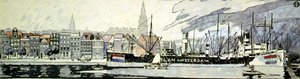 Holland und ihre Schiffe. Aquarell von Edward Penfield