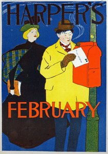 Mann trägt seinen Valentinsbrief von Edward Penfield
