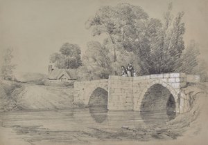Landschaft mit Brücke und Figuren von Edward Pretty