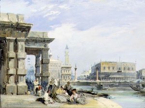 Blick auf die Piazzetta und den Dogenpalast von der Dogana di Mare, Venedig von Edward Pritchett