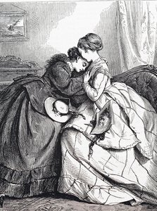 Eine ältere Schwester tröstet ihre jüngere Schwester von Edward Robert Hughes