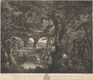 Morgenszene im Wald mit Rinaldo am Ufer des verzauberten Flusses