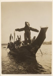 Boten, um die Hand von Wakets Tochter zu bitten von Edward S. Curtis