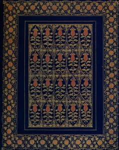 Buchbindung in blauem Marokko mit Einlage und Goldprägung von Edward Sullivan