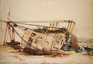 Ein gestrandeter Schoner von Edward William Cooke