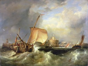 Französisches Heringsboot läuft in den Hafen von Havre de Grace ein
